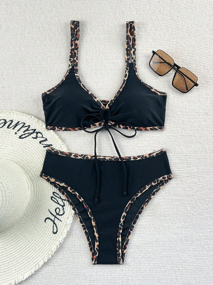 Bikini triangle pour femmes avec un motif léopard à la mode R&B