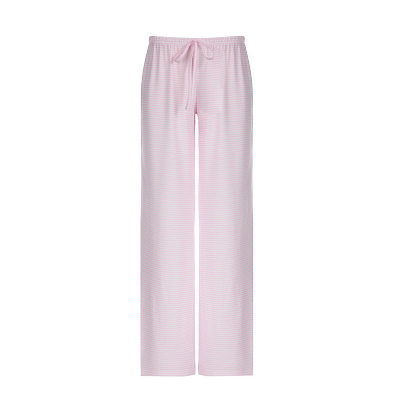 Pantalons de détente pour femmes avec taille élastique et motif à rayures fin