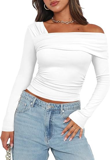 Chemisier Femme Off-Shoulder à Manches Longues