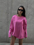 Sweatshirt oversized pour femmes avec ourlet effiloché et manches allongées