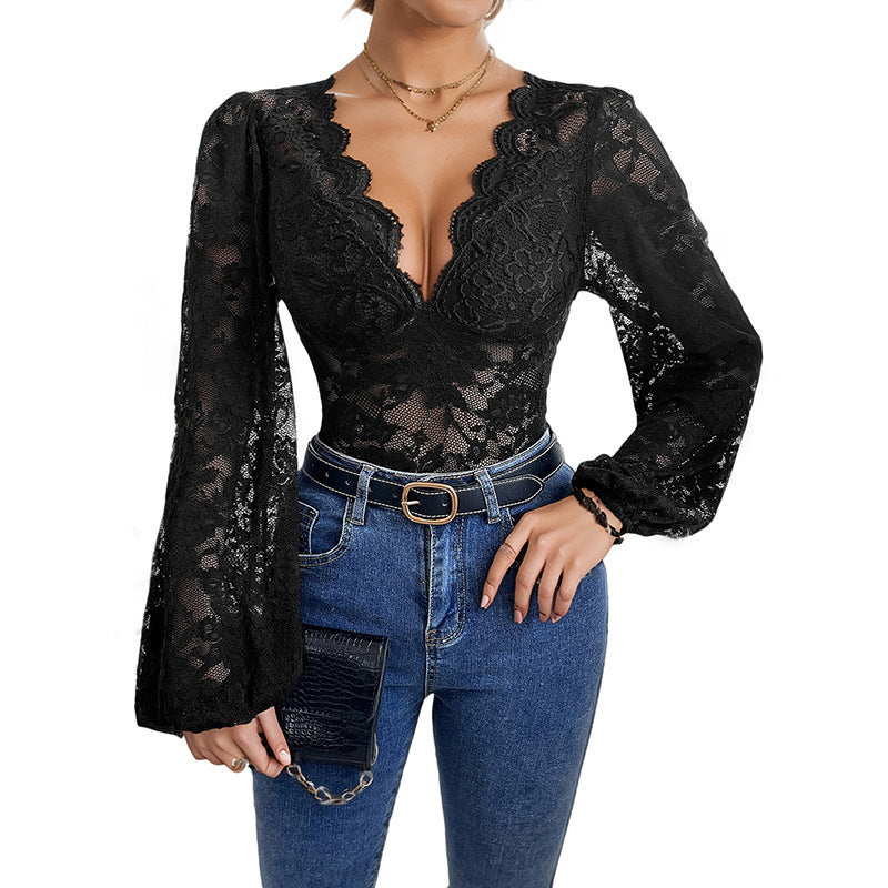 Body en dentelle élégant pour femmes, cintré, style corset avec décolleté en cœur profond Echoarchiv