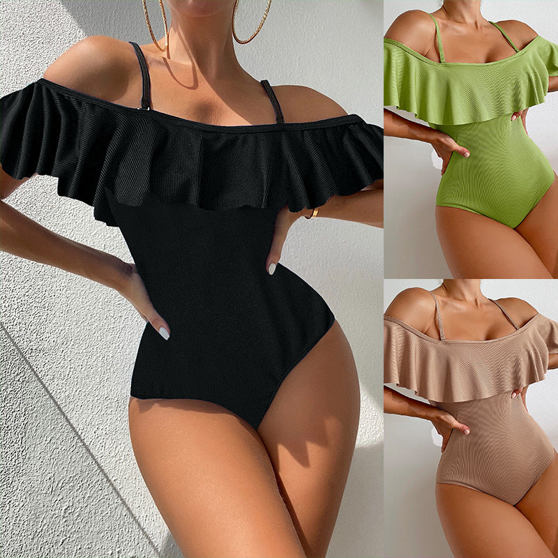 Maillot de bain une pièce élégant pour femmes avec détails en volants R&B