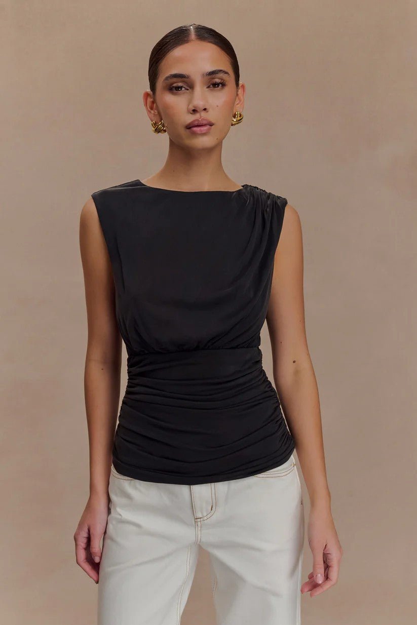 Haut ajusté pour femmes avec un design de drapage raffiné R&B