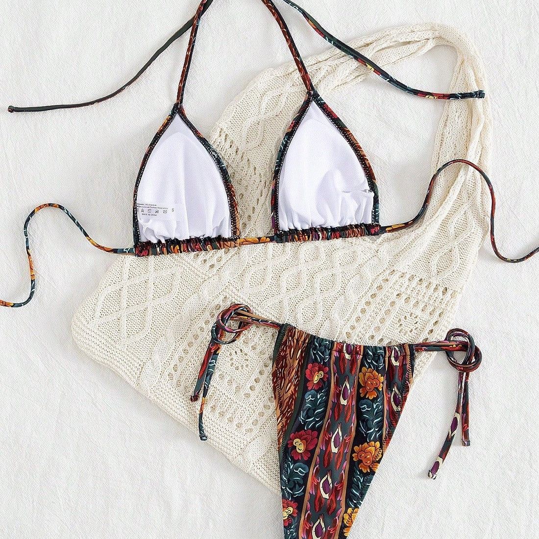 Bikini triangle femme avec motif floral R&B
