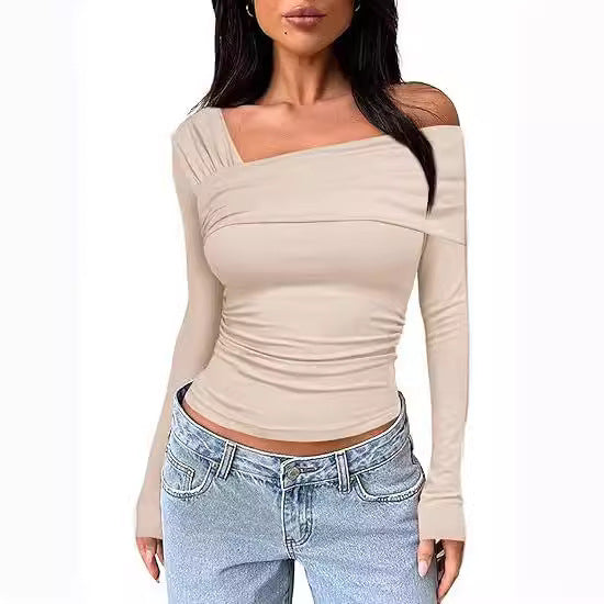 Chemisier Femme Off-Shoulder à Manches Longues