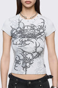 T-shirt court ajusté pour femmes avec design graphique R&B