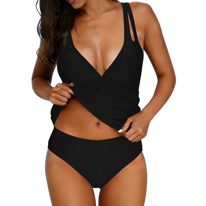 Ensemble tankini femme avec bretelles réglables et décolleté en V raffiné R&B