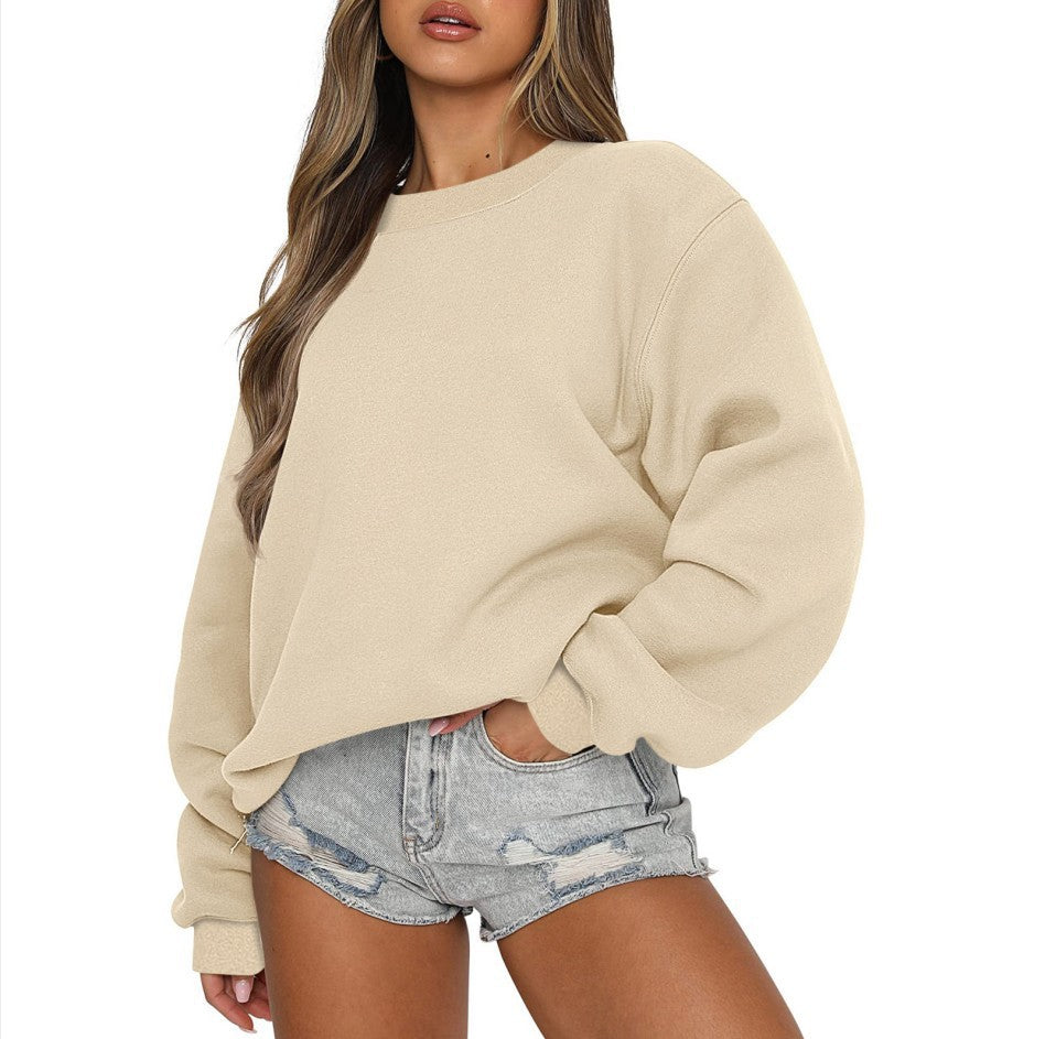 Sweatshirt oversized à col rond pour femmes en mélange de coton avec épaules tombantes, intérieur gratté et bords élastiques Echo Archiv