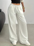 Pantalon Palazzo Lounge Doux pour Femmes avec Taille Froncée et Cordon Echoarchiv
