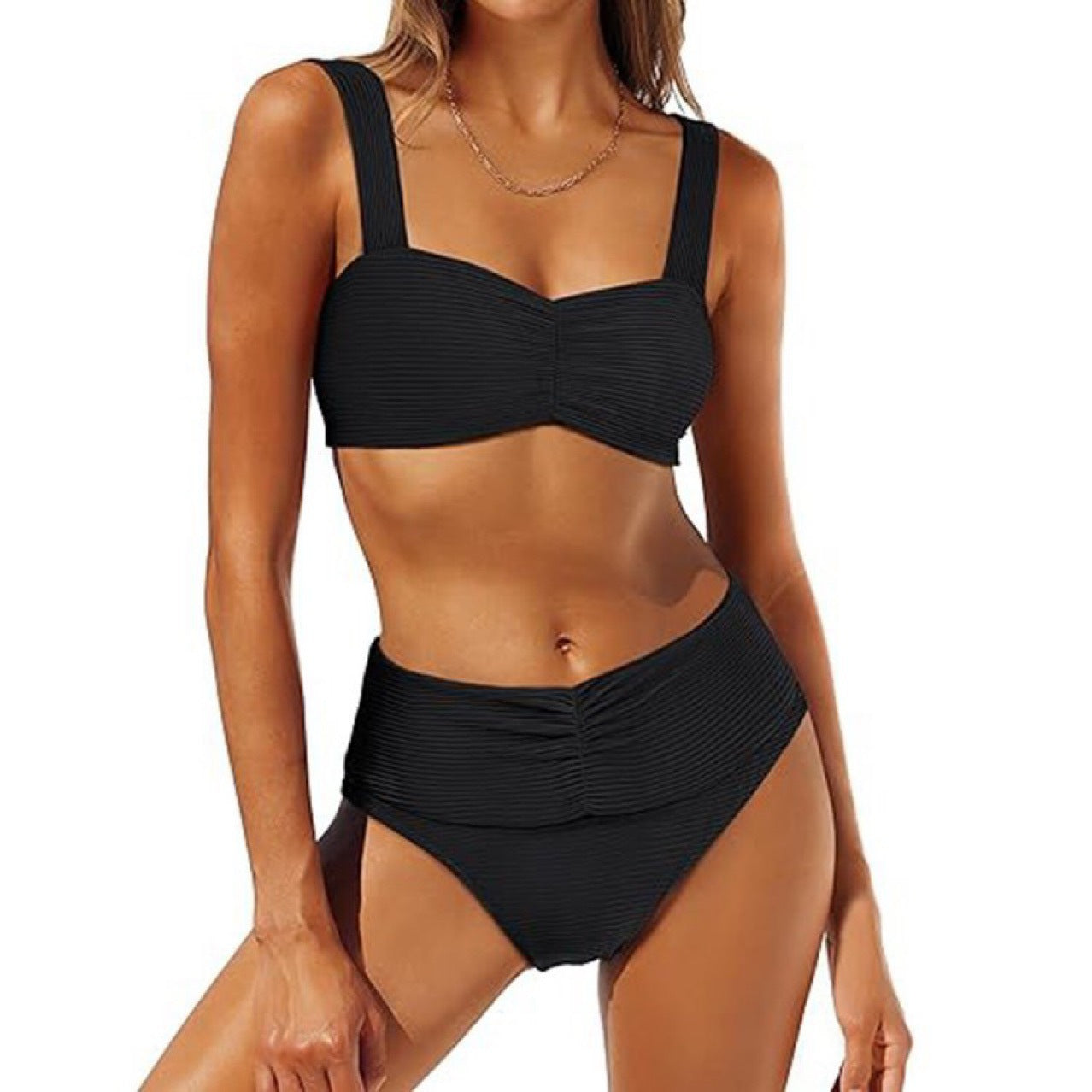 Ensemble de bikini taille haute pour femmes avec haut froncé R&B