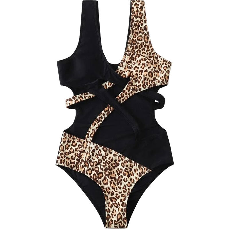 Maillot de bain une pièce pour femmes avec découpe et motif animal R&B