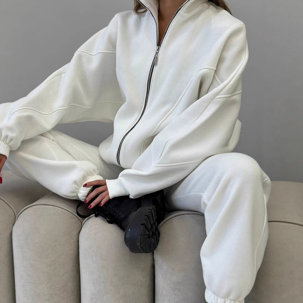 Veste sweat à demi-zip oversize pour femmes avec pantalon de jogging taille haute sculptant en French-Terry lourd Echo Archiv