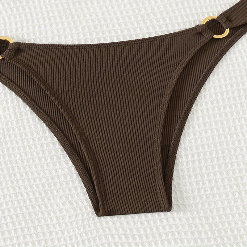 Ensemble de bikini taille haute pour femmes avec détails en anneau R&B
