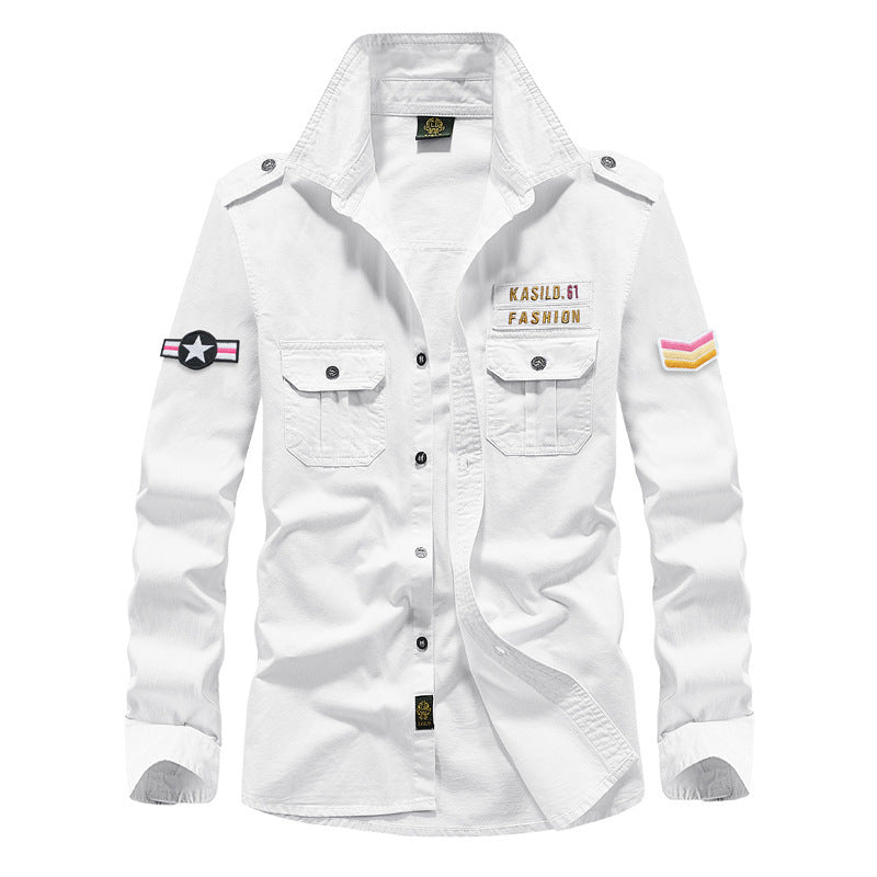 Chemise utilitaire à manches longues pour hommes avec poches poitrine, épaulettes et patchs décoratifs Echo Archiv