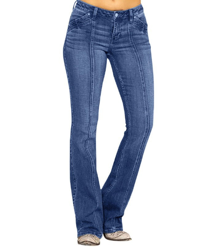 Jeans évasés pour femmes avec taille haute, coupe ajustée au niveau des hanches et denim élastique Echo Archiv