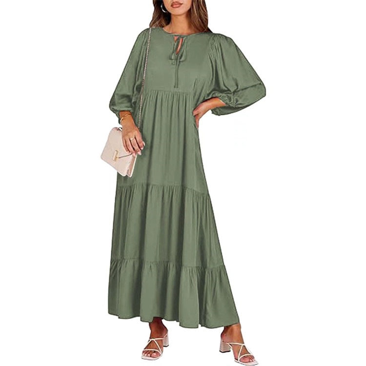 MW | Robe midi à manches longues avec smocks