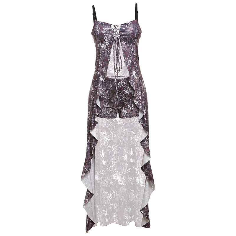 Robe Maxi Élégante pour Femmes avec Design de Fente Unique et Détails en Volants Heidi-Mode