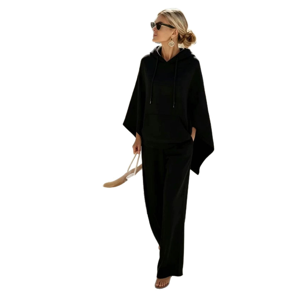 Ensemble lounge pour femmes avec poncho à capuche décontracté et pantalon ample en tissu éponge Echo Archiv