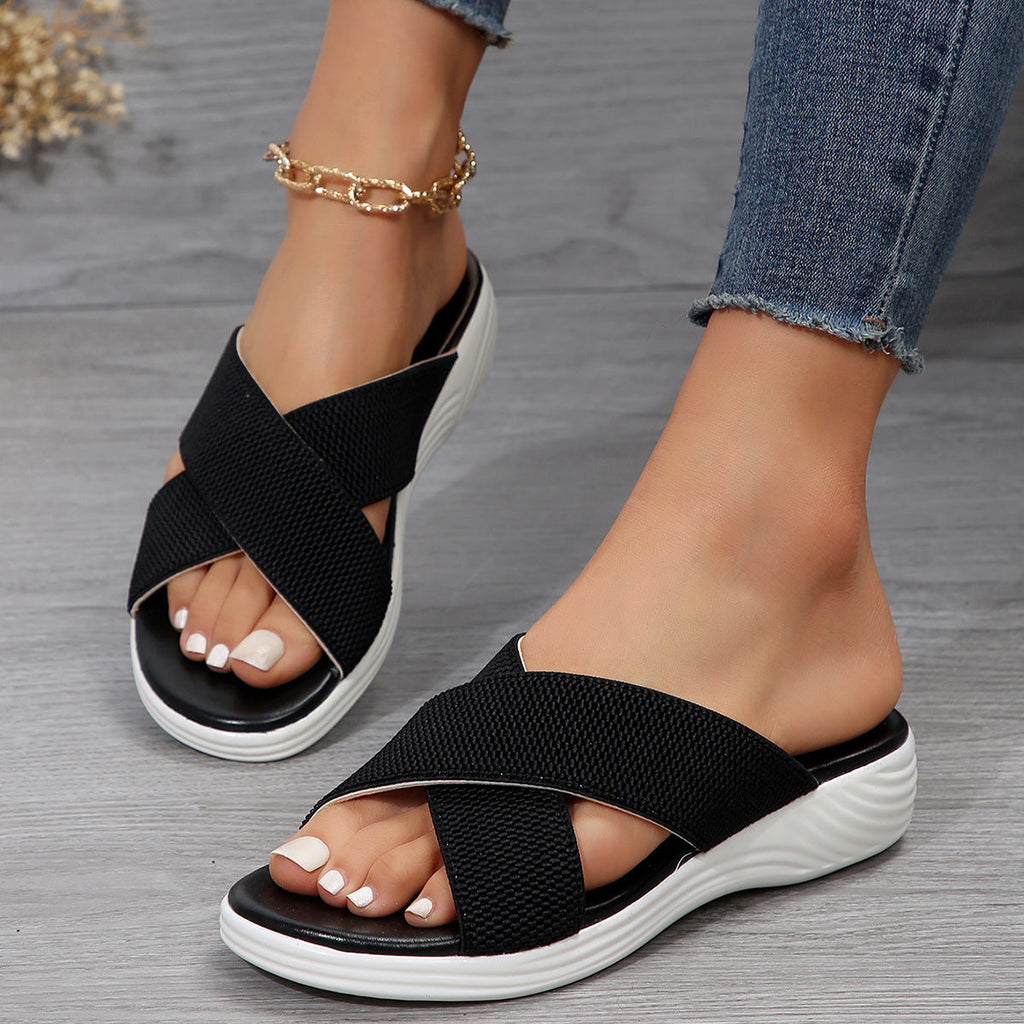 Sandales crossover confortables pour femmes avec semelle amortissante R&B