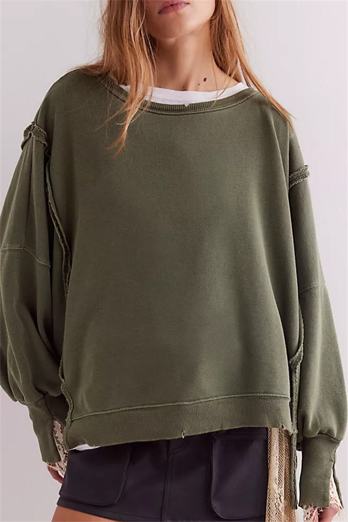 Sweatshirt oversized pour femmes avec manches ballon, coutures ouvertes et fentes latérales Echo Archiv