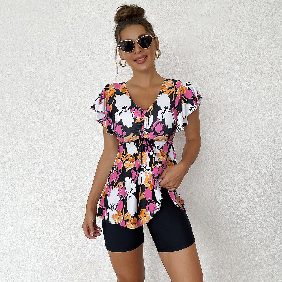 Ensemble Tankini Femme avec détails en volants à la mode et shorts confortables R&B