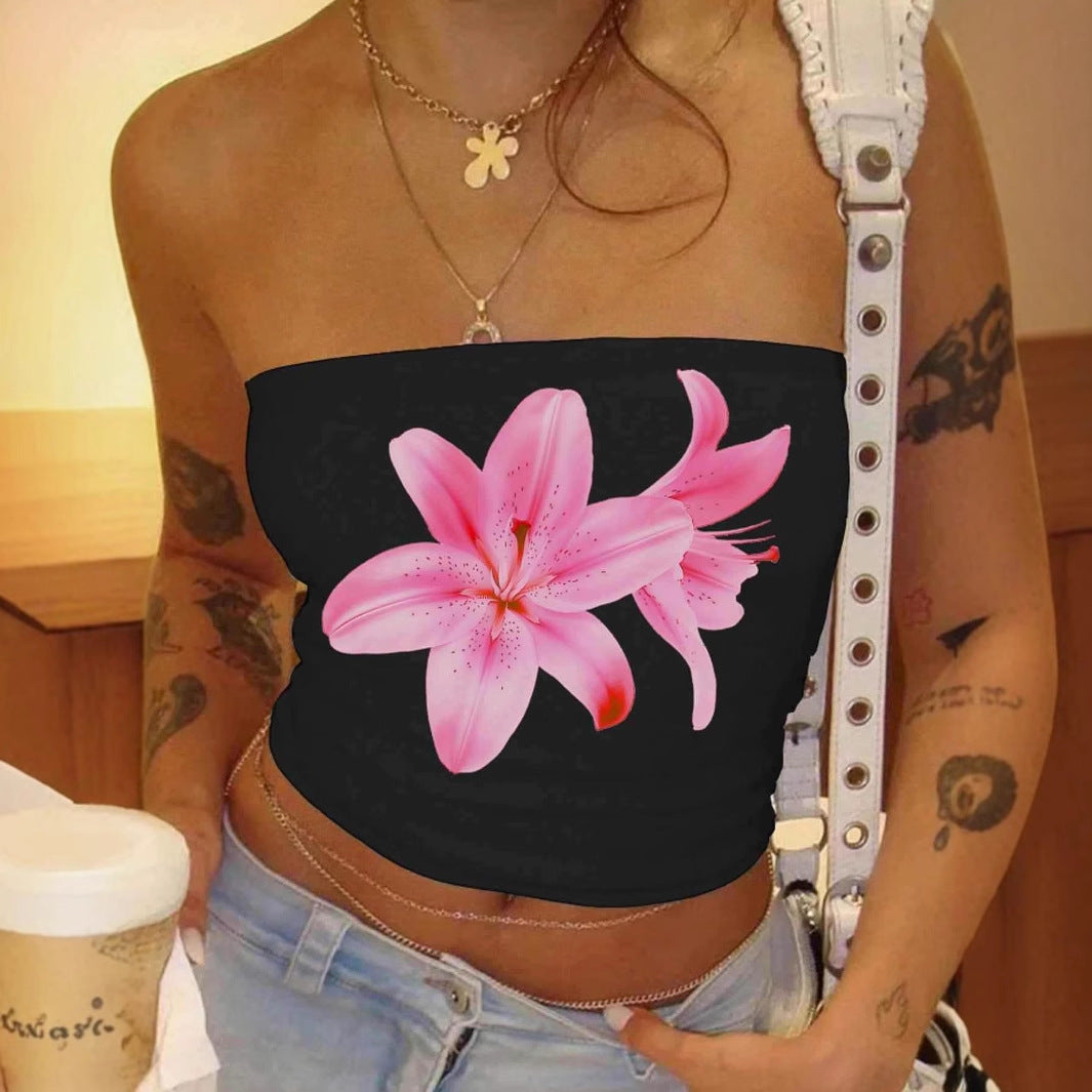 Top bandeau pour femmes avec design floral R&B