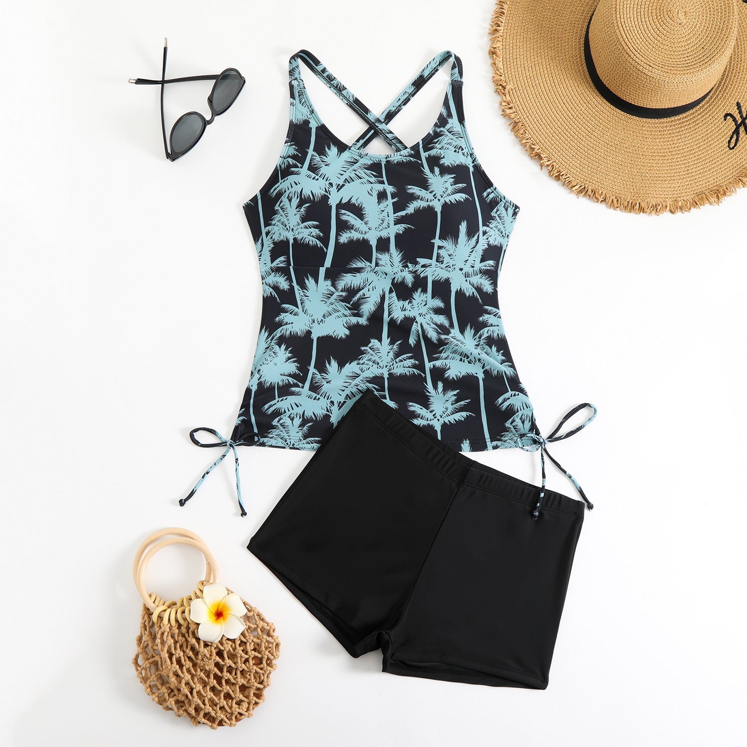 Tankini femme avec bretelles réglables et shorts décontractés R&B