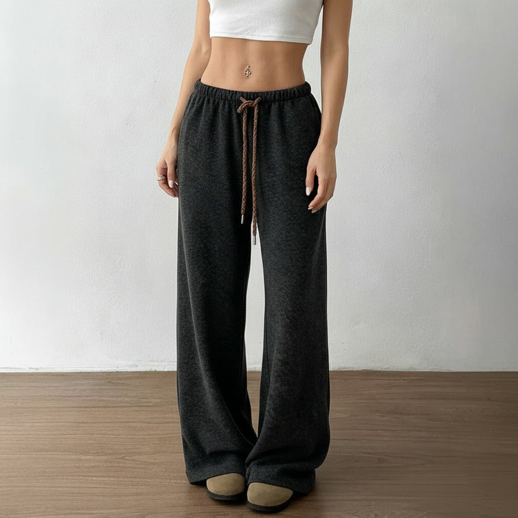 Pantalon de lounge large taille haute pour femmes avec cordon et coupe fluide Echo Archiv