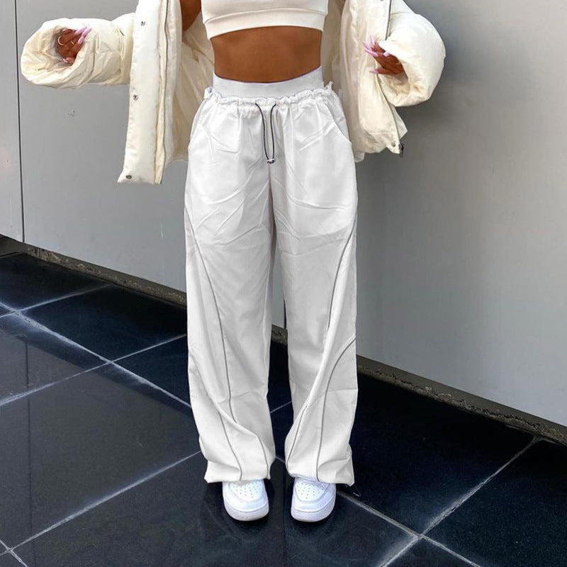 Pantalon de sport ample pour femmes avec cordon de serrage, design de coutures contrastées et cordons ajustables Echo Archiv
