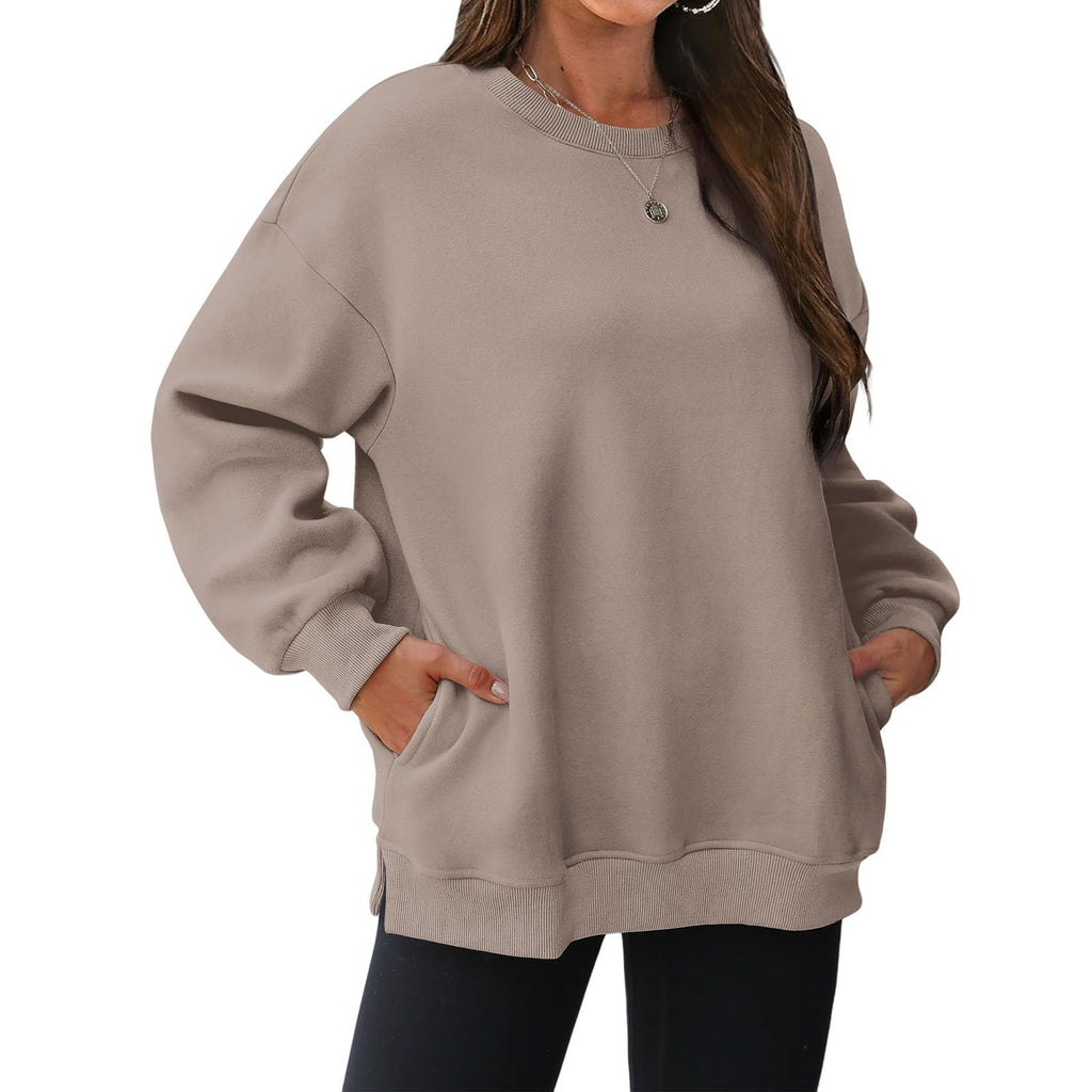 Pull-over long et oversize pour femmes avec poches latérales, bords côtelés et épaules tombantes Echo Archiv
