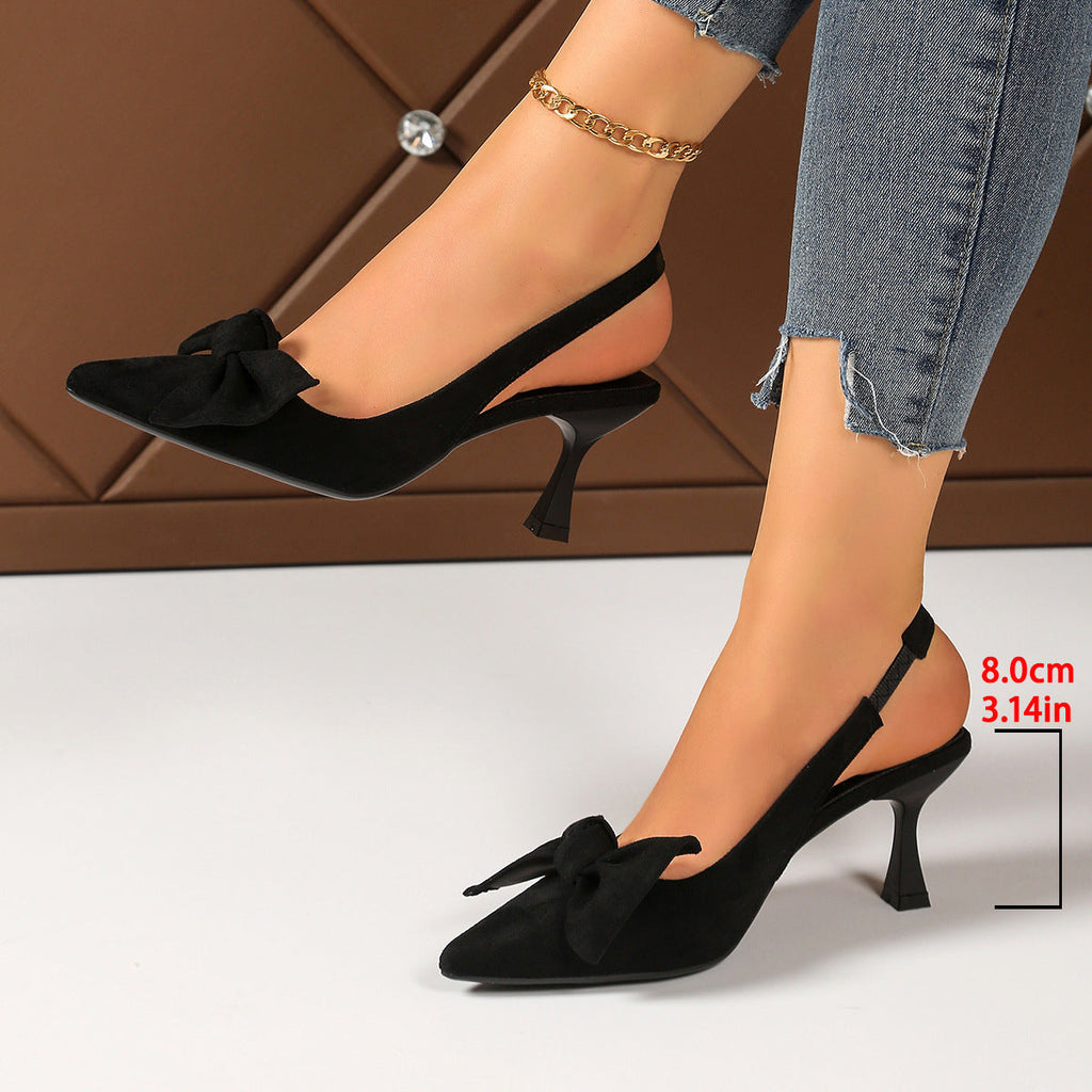 Escarpins à talons ouverts pour femmes avec un détail de nœud à la mode et un talon élégant Heidi-Mode