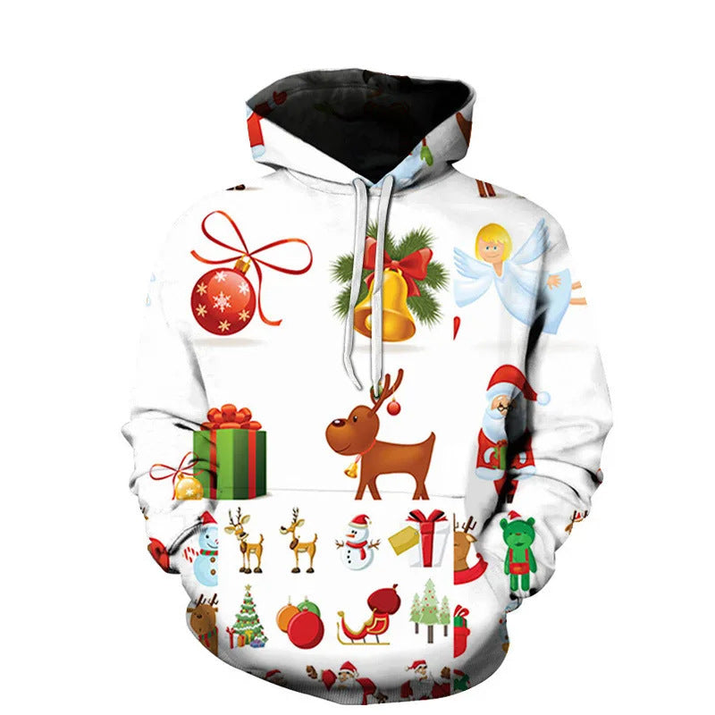 Pull à capuche de Noël ludique pour femmes avec motif coloré Echoarchiv