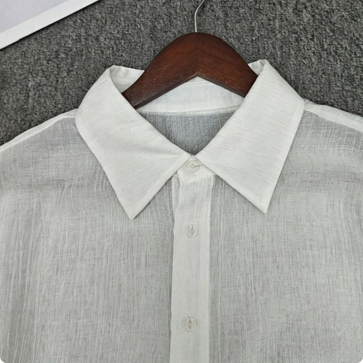 Blouse Femme Transparente en Look Lin avec Col Kent Echoarchiv