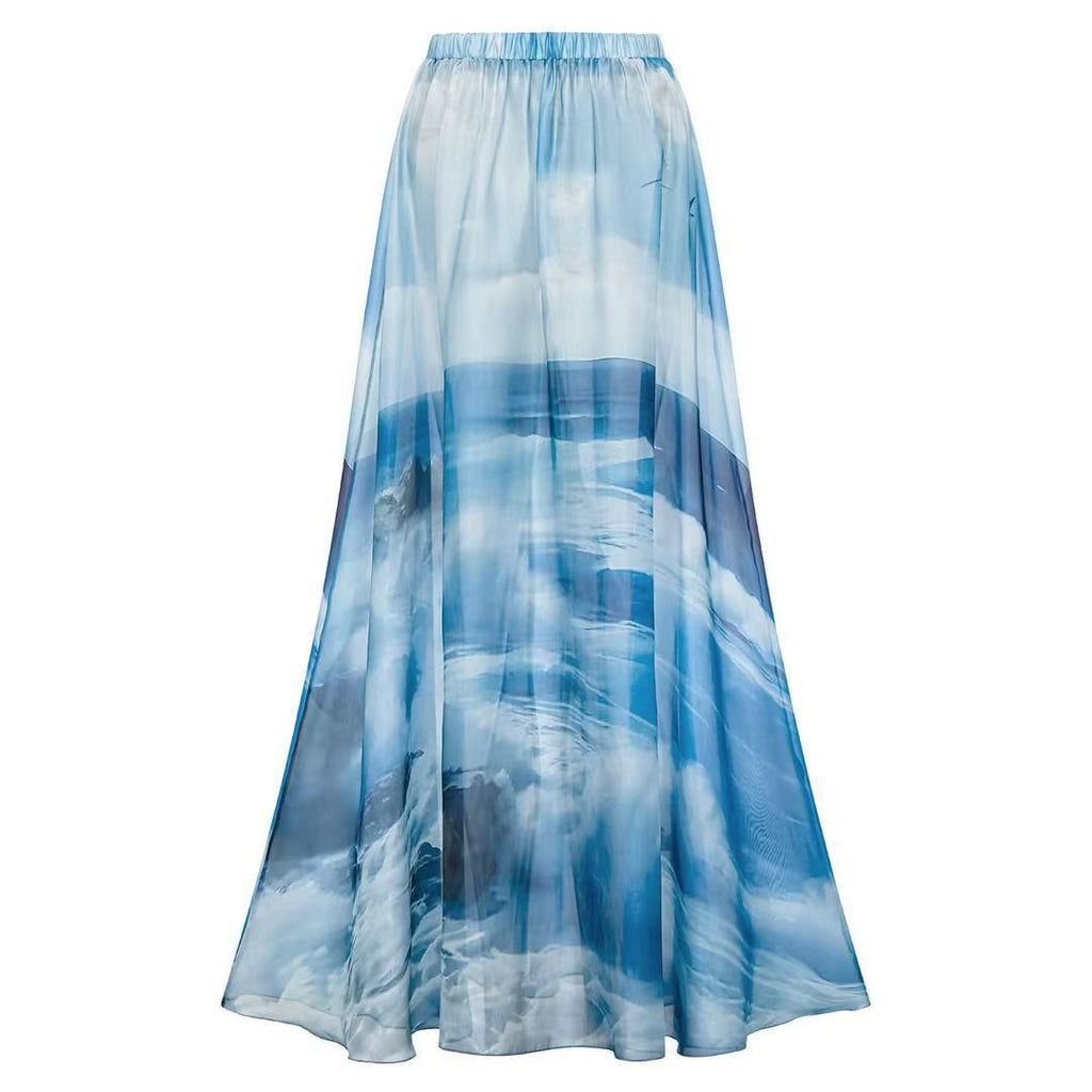 Robe maxi femme avec volants et design maritime Drune