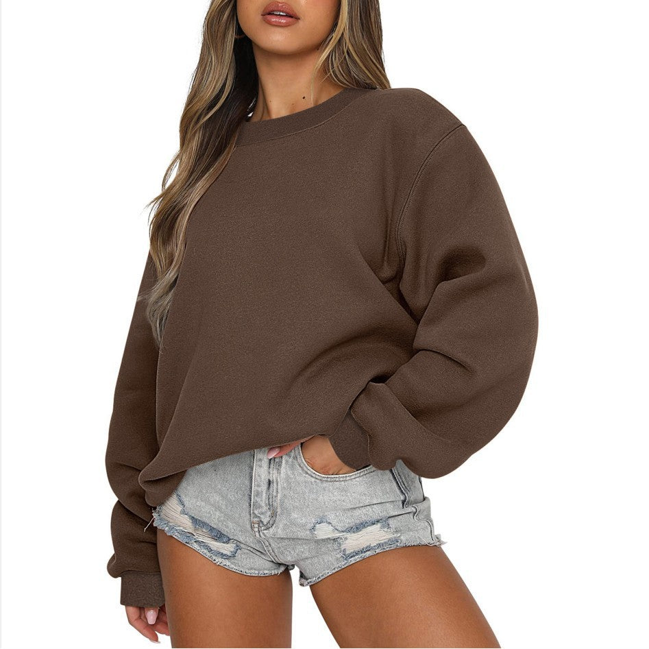 Sweatshirt oversized à col rond pour femmes en mélange de coton avec épaules tombantes, intérieur gratté et bords élastiques Echo Archiv