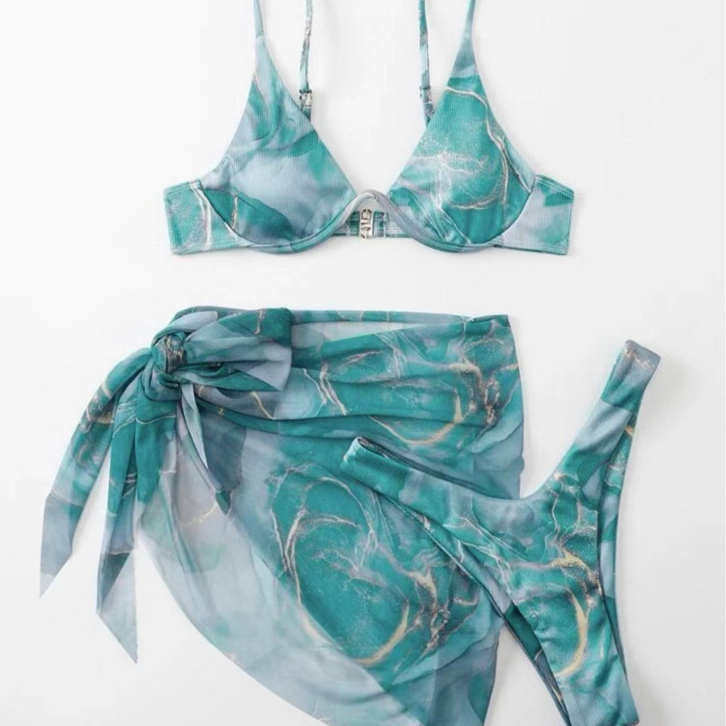 Bikini triangle pour femmes avec jupe portefeuille tendance R&B