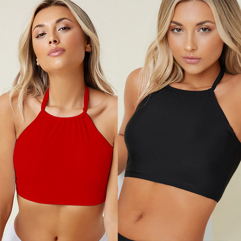 Haut de maillot de bain cropped pour femmes de haute qualité avec un élégant col R&B