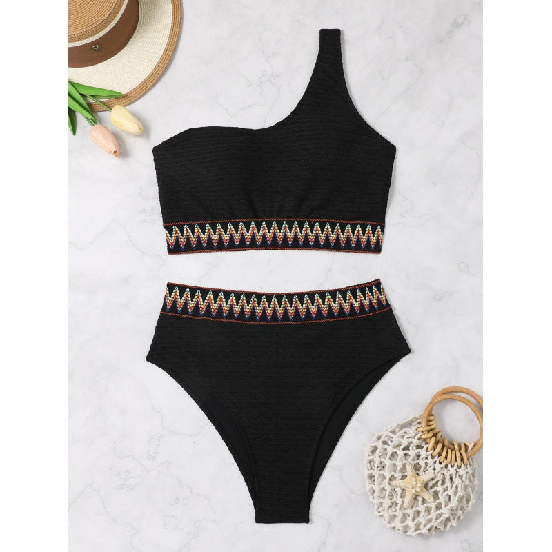 Bikini asymétrique pour femmes avec motif géométrique et coupe haute Echo Archiv