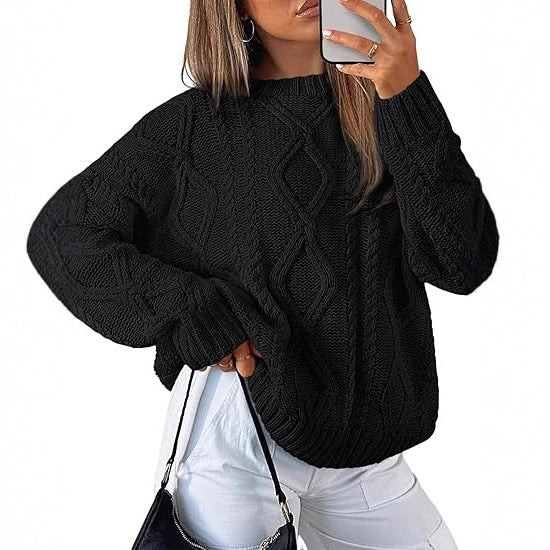 Pull oversize à motif torsadé pour femmes en tricot épais Echo Archiv