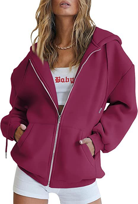 Veste à capuche surdimensionnée pour femmes avec fermeture éclair intégrale et poches kangourou Echo Archiv