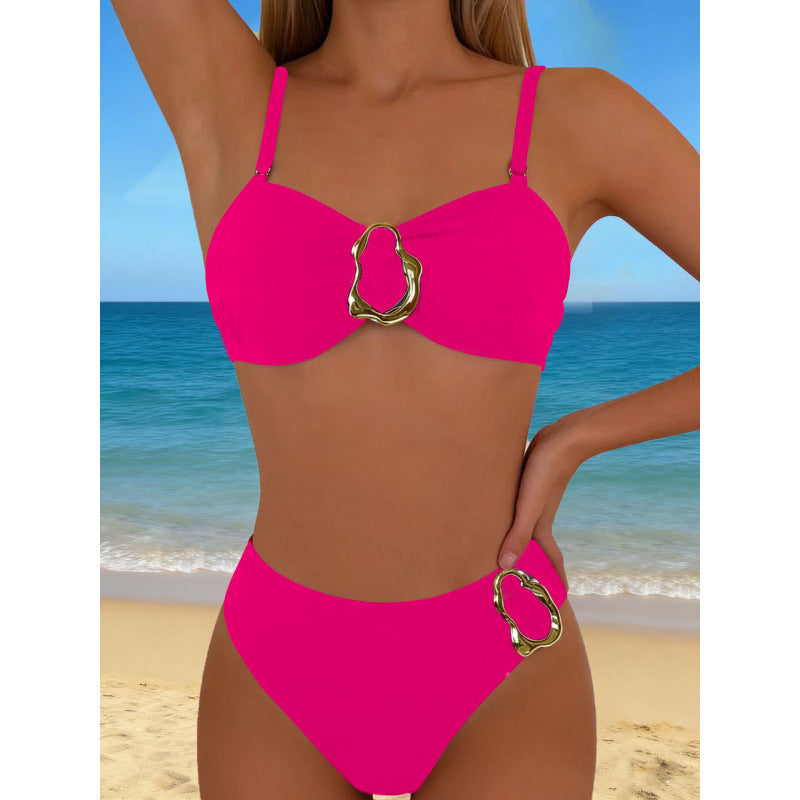 Bikini Femme Taille Haute avec Fermeture Métallique Décorative Echo Archiv