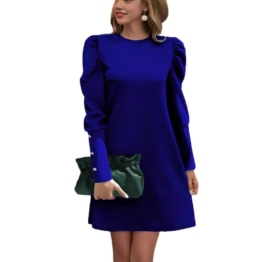 Robe fourreau pour femmes avec manches bouffantes froncées et poignets en perles Echo Archiv