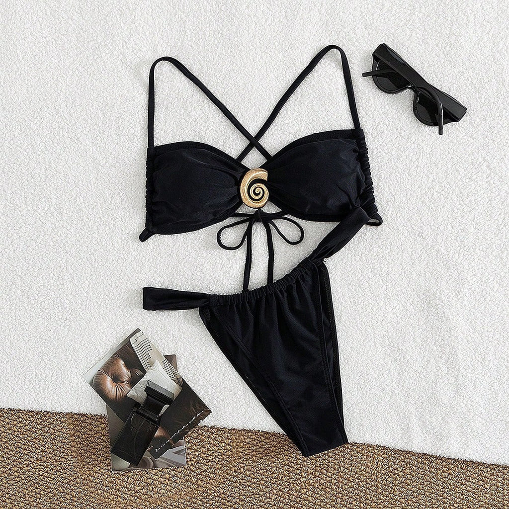 Ensemble bikini triangle pour femmes avec anneau décoratif R&B
