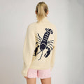 Pull à col roulé en grosse maille pour femmes avec motif en intarsia de homard et coupe oversize décontractée Echoarchiv