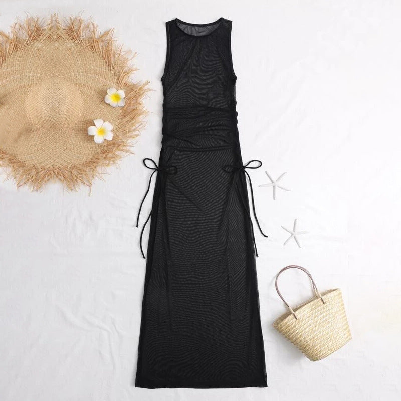 Robe de plage à manches longues pour femmes avec lacets ajustables R&B