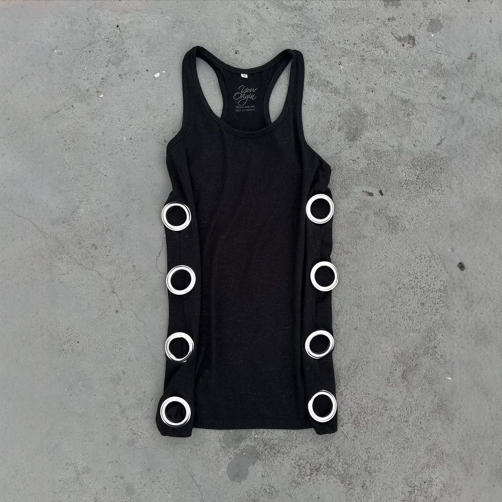 Robe courte ajustée pour femmes avec détails métalliques R&B