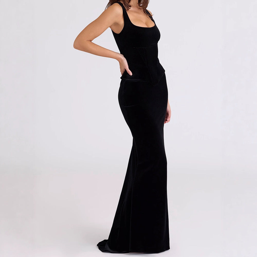 Robe maxi ajustée pour femmes avec coupe élégante R&B