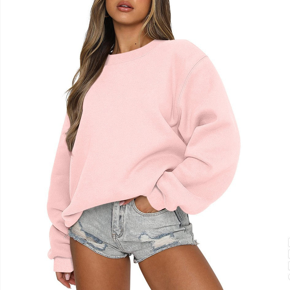 Sweatshirt oversized à col rond pour femmes en mélange de coton avec épaules tombantes, intérieur gratté et bords élastiques Echo Archiv