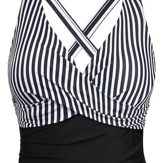Haut de Tankini Sportif pour Femmes avec Découpe Florale R&B
