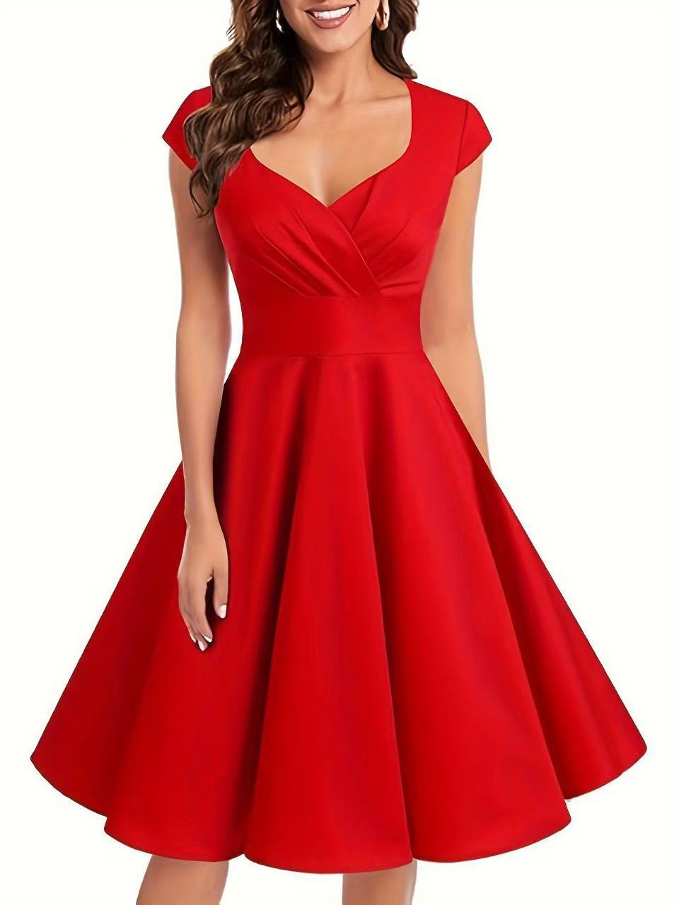 Robe midi femme avec jupe évasée et taille cintrée R&B